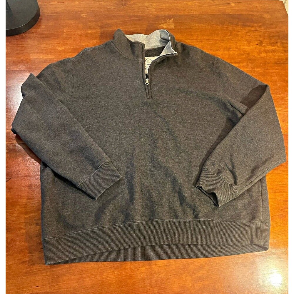 St. John's Bay Gray Solid Fleece 1/4 Zip Mock Neck Sweatshirt Men's 2XL Flaw